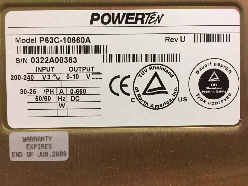 Power Ten P63C-10660A Heavy Duty DC Variable Power Supply 0-10V 0-660A - ZYYKZ Test Equipment