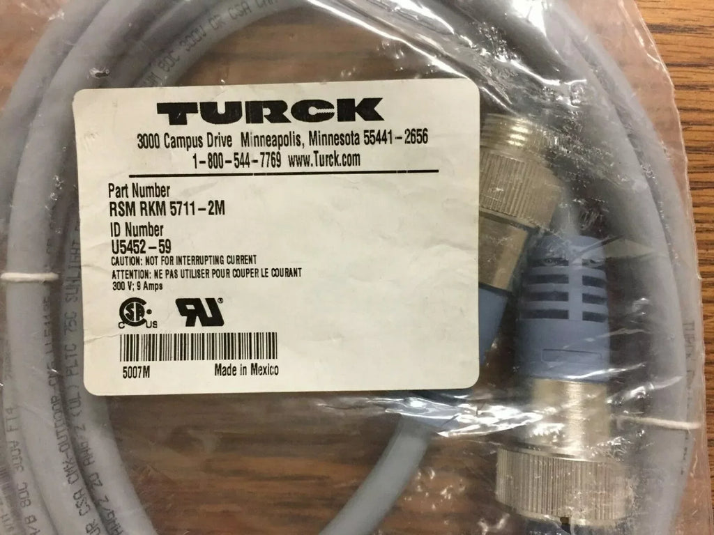 Turck RSM RKM 5711-2M Minifast 5-Pin 2 Meter Cordset - ZYYKZ Test Equipment