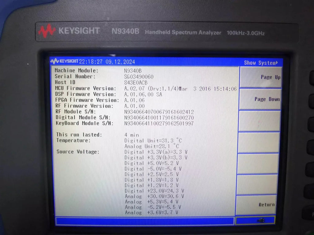 Keysight N9340B Handheld RF Spectrum Analyzer 100 kHz to 3 GHz - ZYYKZ Test Equipment