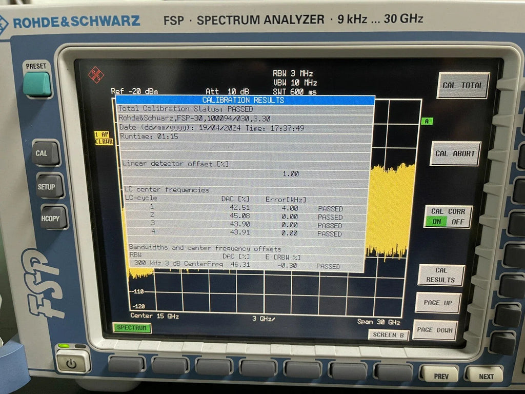 Rohde & Schwarz FSP30 Spectrum Analyzer 9 kHz to 30 GHz - ZYYKZ Test Equipment