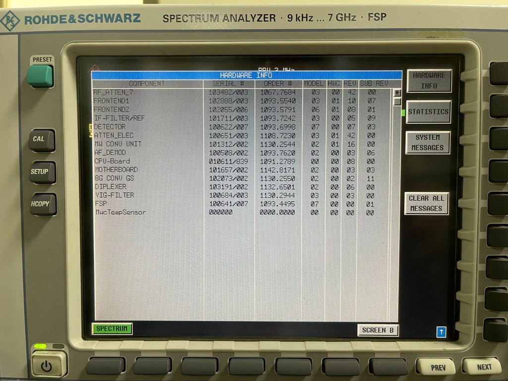 FSP7 Spectrum Analyzer 9 kHz to 7 GHz - High Precision RF Test Instrument - ZYYKZ Test Equipment
