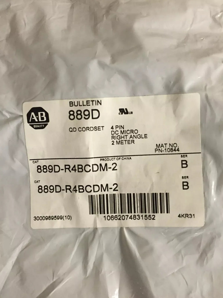 Allen Bradley 889D-R4BCDM-2 4-Pin DC Micro Right Angle Quick Disconnect Cordset 2M - ZYYKZ Test Equipment