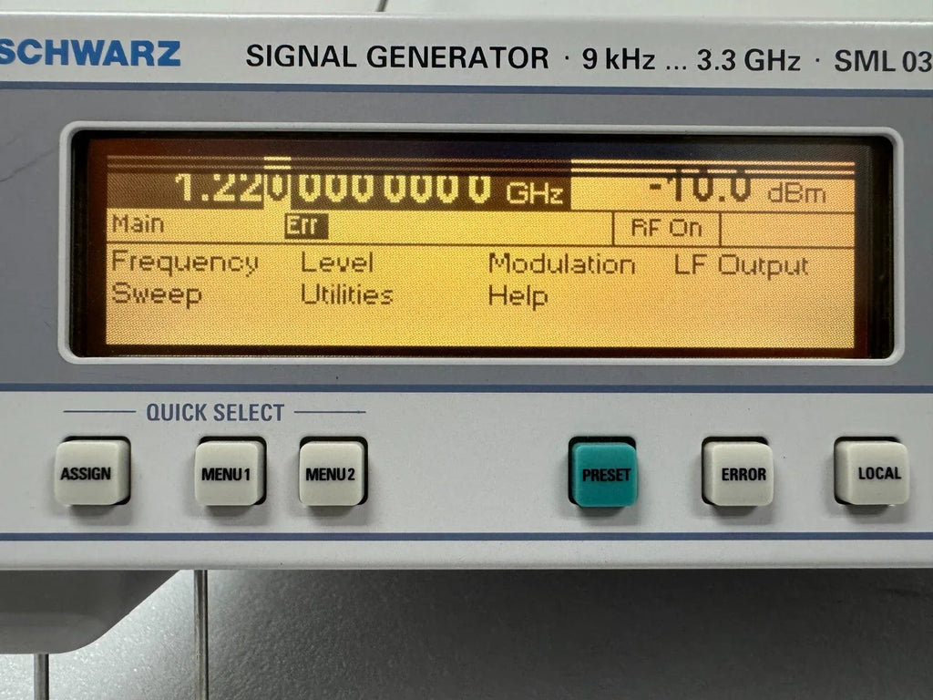 Rohde & Schwarz SML03 RF Signal Generator 9 kHz to 3 GHz - ZYYKZ Test Equipment