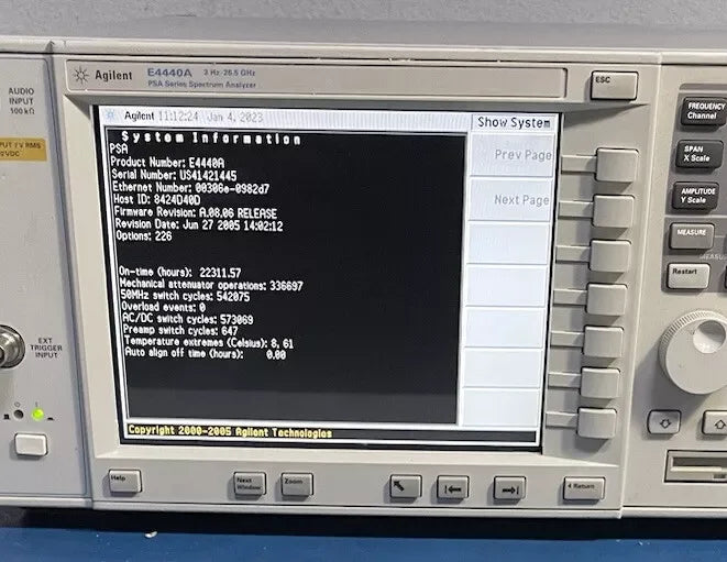 Keysight E4440A Spectrum Analyzer 3 Hz–26.5 GHz with Option 226 Phase Noise - ZYYKZ Test Equipment