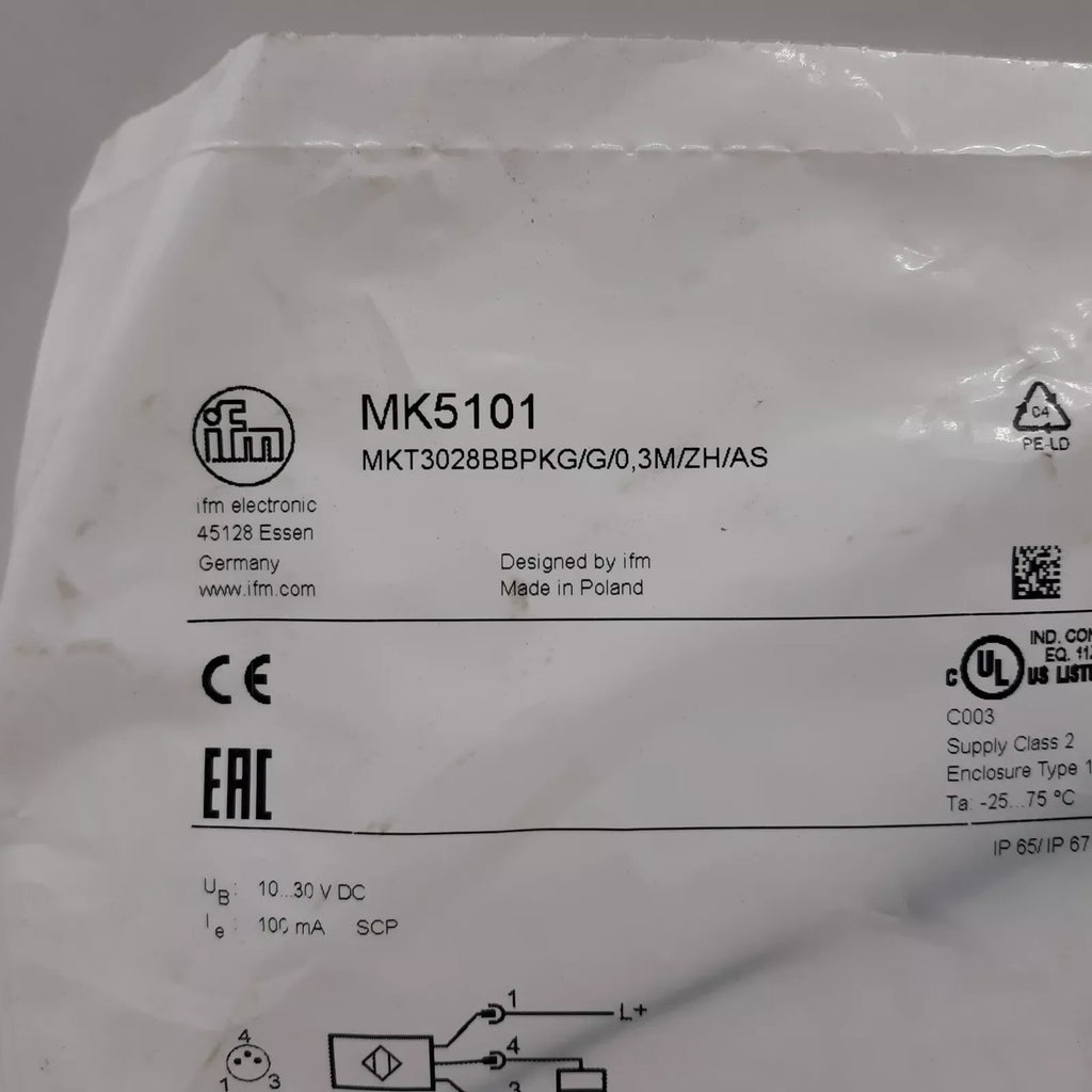 IFM MK5101 Inductive Proximity Sensor Switch - Model MK 5101 - ZYYKZ Test Equipment