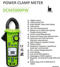 Load image into Gallery viewer, KPS DCM5000PW TRMS AC Power Quality Clamp Meter with Inrush, Harmonics, and Power Factor Measurement