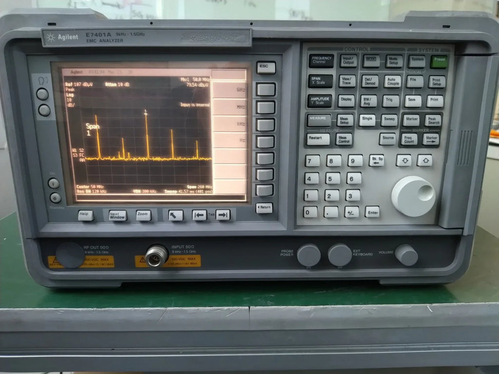 Agilent E7401A EMC Analyzer 9 kHz to 1.5 GHz with 1DR, 1DS, 060, B72 Options - ZYYKZ Test Equipment