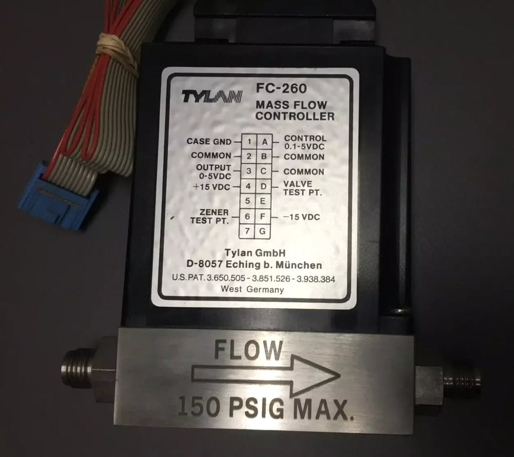 TYLAN FC-260 Mass Flow Controller for Nitrogen Gas, 150 PSIG Max, 5 SLM - ZYYKZ Test Equipment