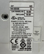 Load image into Gallery viewer, Allen-Bradley 193-EEGE E1 Plus Overload Relay 18-90A 3P 600V Trip Class 10-30 - ZYYKZ Test Equipment