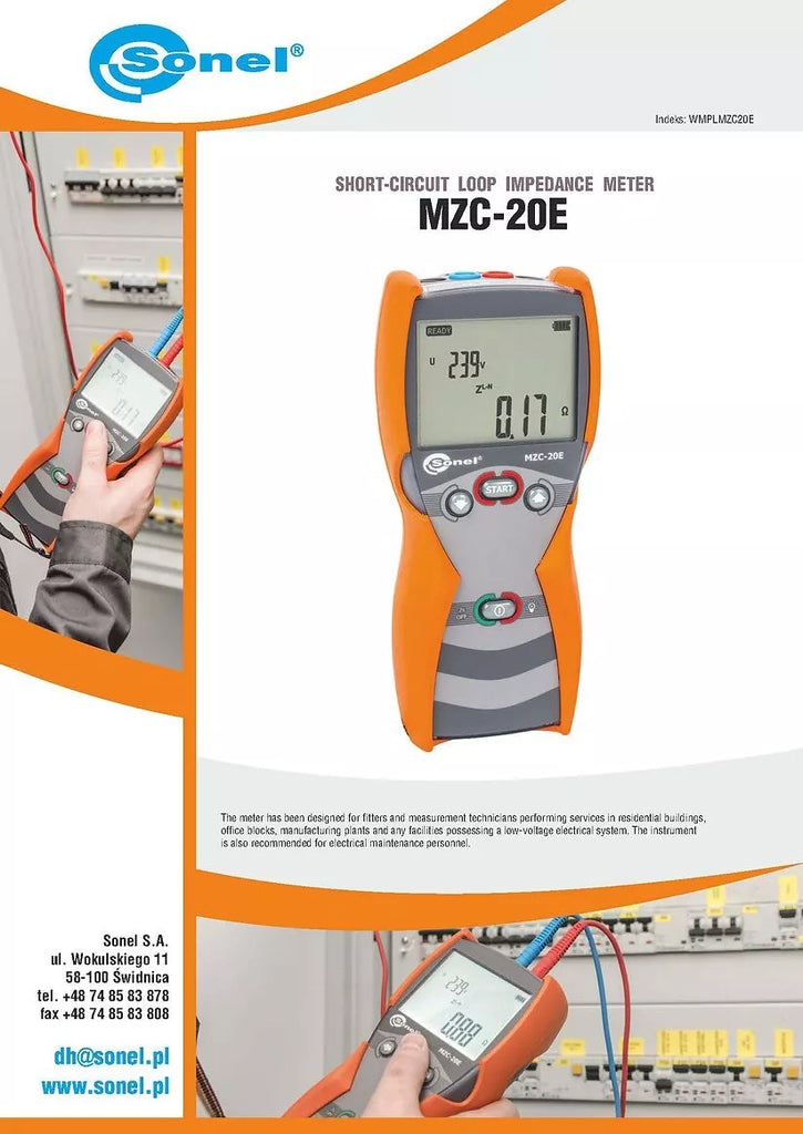 Sonel MZC-20E Short-Circuit Loop Impedance Meter - 0.24 to 200 Ω