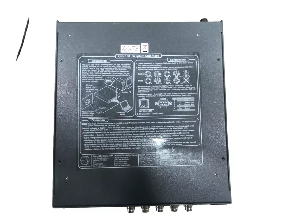 Extron GSS 100 Graphics Still Store - High-Performance Image Storage Solution - ZYYKZ Test Equipment