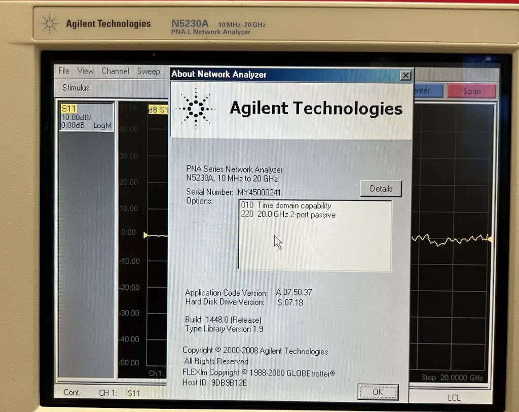 Keysight N5230A Network Analyzer 20 GHz with Opt. 220 & 010 - ZYYKZ Test Equipment