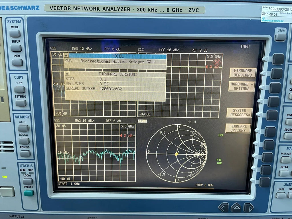 Rohde & Schwarz ZVC Vector Network Analyzer 300 kHz - 8 GHz, 2-Port - ZYYKZ Test Equipment