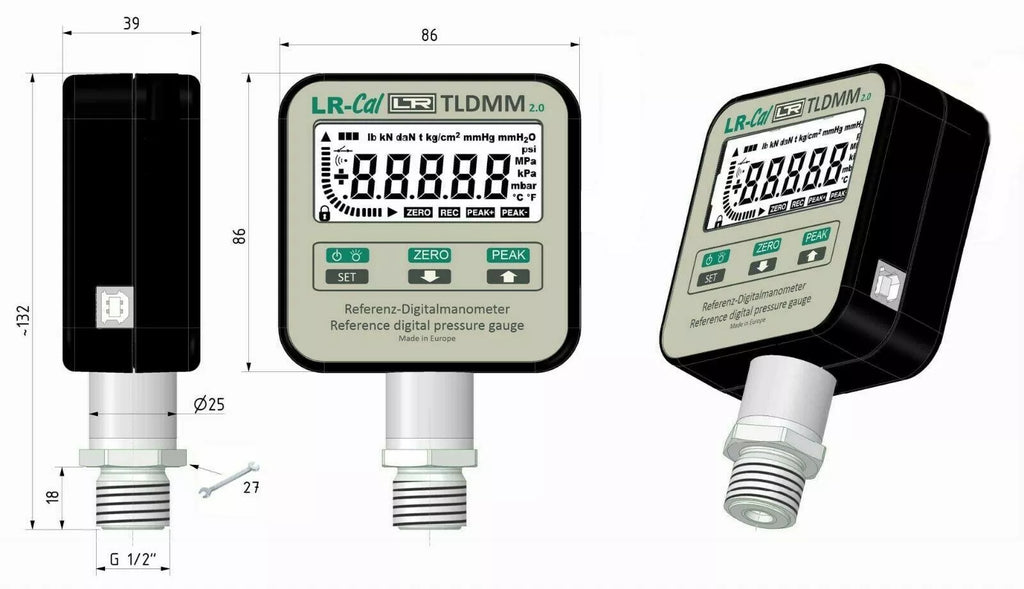LR-Cal TLDMM 2.0 Precision Digital Reference Pressure Gauge ±0.05% Accuracy
