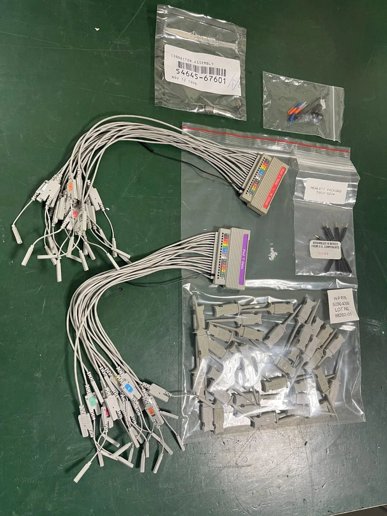 HP 01650-61609 16-Channel Probe Lead Set with 5090-4356 IC Clips & 5959-9334 Ground Leads - ZYYKZ Test Equipment