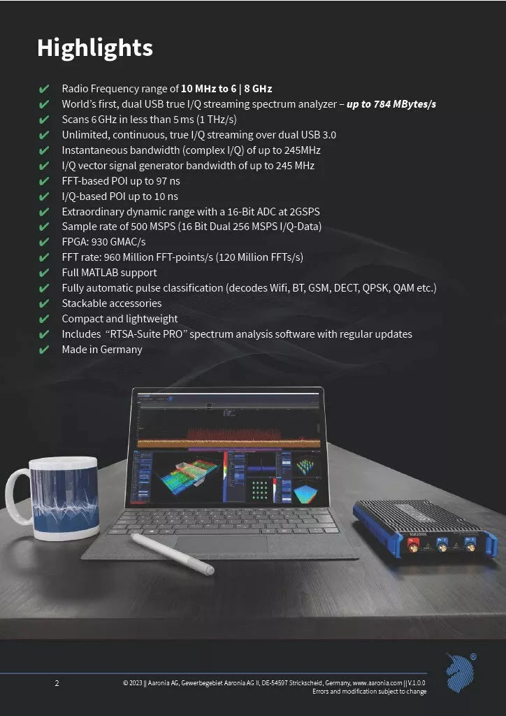 Aaronia SPECTRAN V6 PLUS 2000XA-6 6GHz USB Spectrum Analyzer