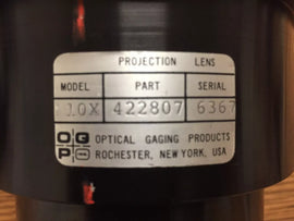 OGP Model 10X Precision Optical Lens P/N 422807 - ZYYKZ Test Equipment