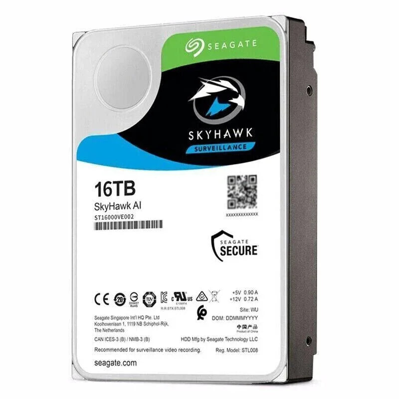 Seagate SkyHawk AI 16TB 3.5" SATA HDD 7200 RPM Surveillance Hard Drive - ZYYKZ Test Equipment