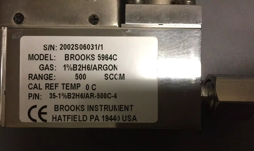 Brooks Instruments Books-5964C Mass Flow Controller, Model 35-1%B2H6/AR-500C-4 - ZYYKZ Test Equipment