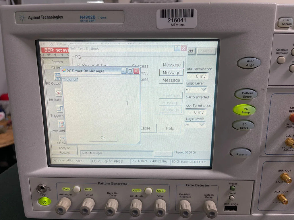 Agilent N4902B Serial Bit Error Rate Tester (BERT) - 7 Gb/s with Self-Test and Option 100 - ZYYKZ Test Equipment