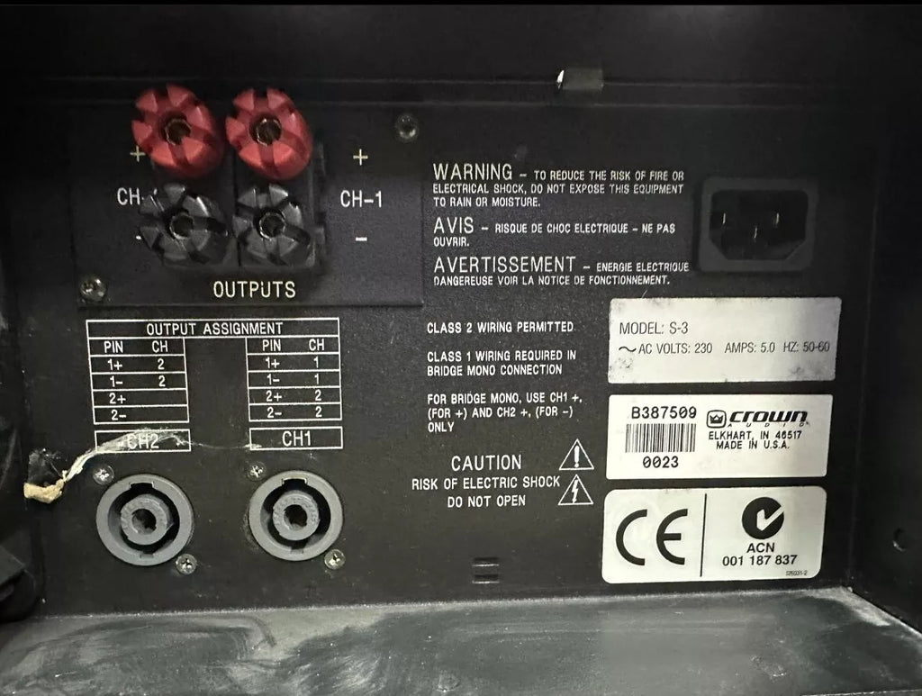 CROWN S-3 Power Amplifier - Used