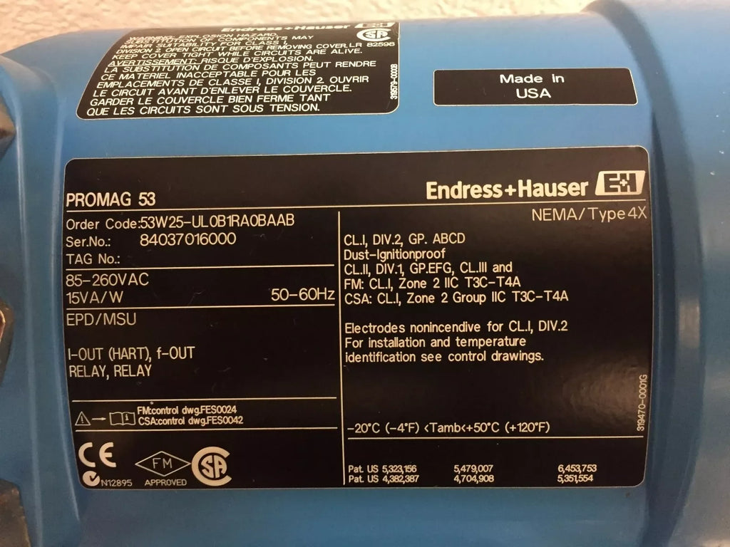 Endress+Hauser Proline Promag 53W Electromagnetic Flowmeter DN25 - ZYYKZ Test Equipment