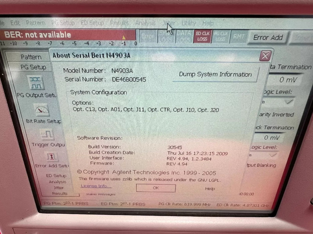 Keysight N4903A Optical J20 Serial J-BERT 150 Mb/s to 12.5 Gb/s - ZYYKZ Test Equipment