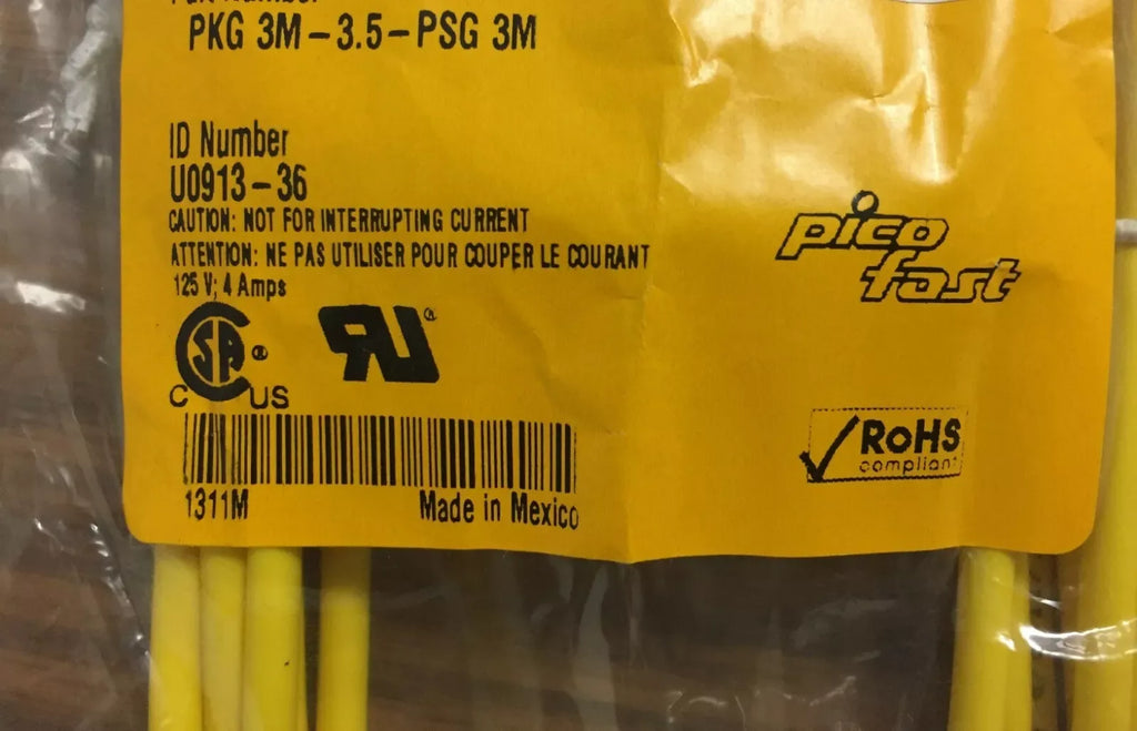 Turck PKG 3M-3.5-PSG 3M M8 3-Pin Male to Female PICOFAST Cable, 3.5m, Yellow - ZYYKZ Test Equipment